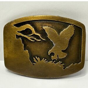 Vintage Indiana Metal Craft 1977 Eagle‎ USA Map Belt Buckle Patriotic 3D Look